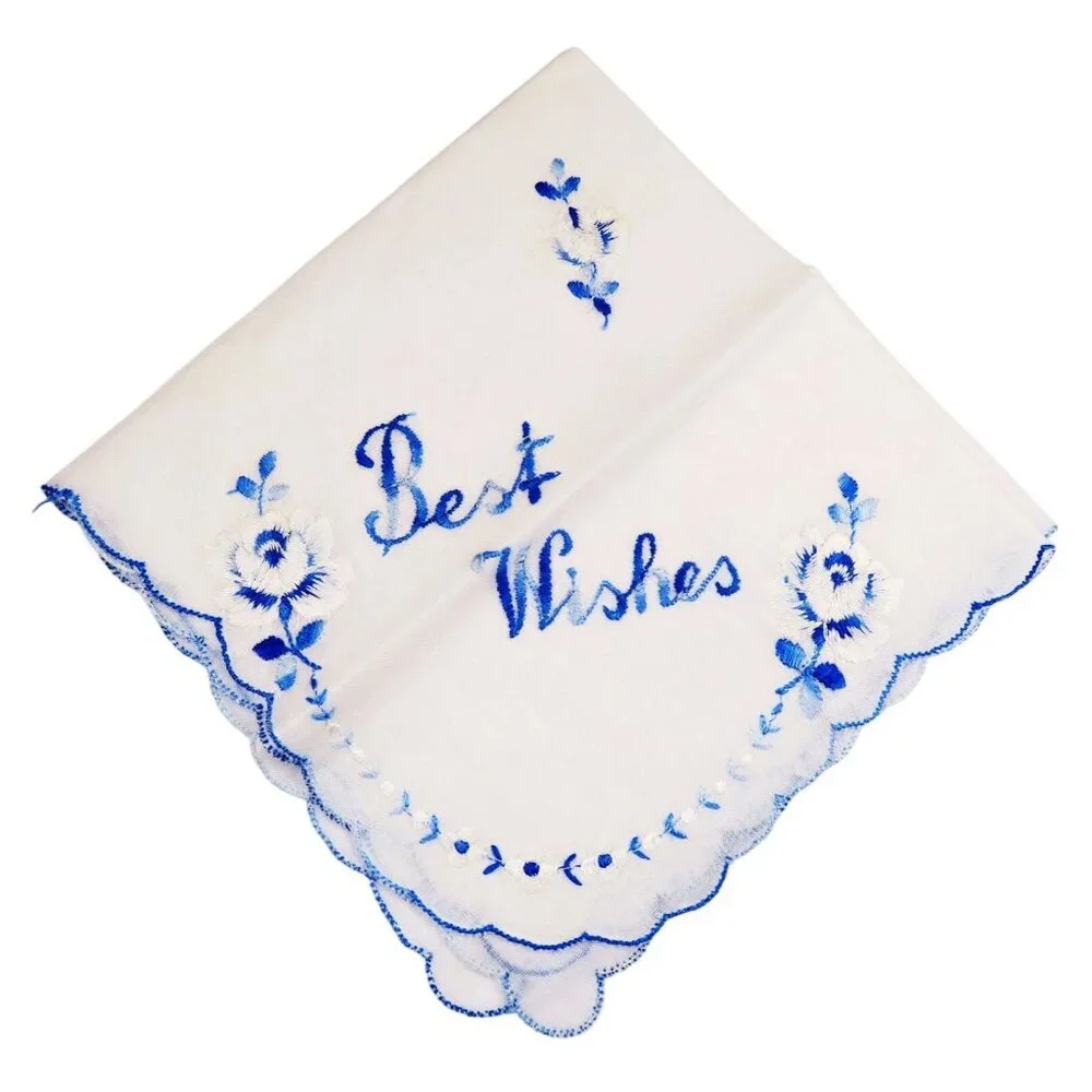 1940s Hand Embroidered Hankie Lot of 3 - Floral, Holiday, Sentiment - Picture 2 of 7